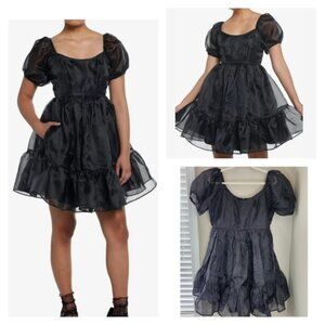 Thorn & Fable Dress Black Organza Tiered  Size L #1629